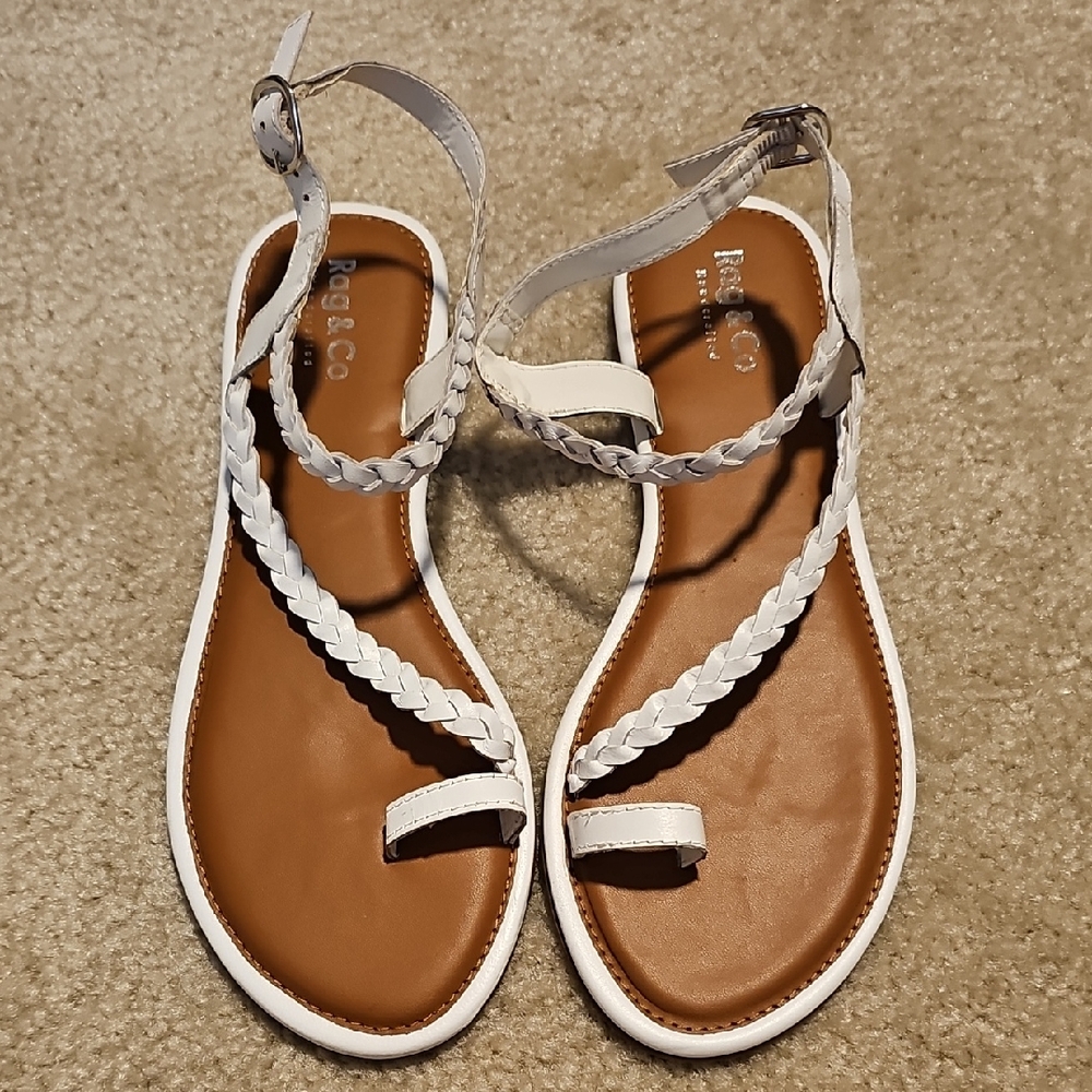 Regalo White Braided Women's Sandals